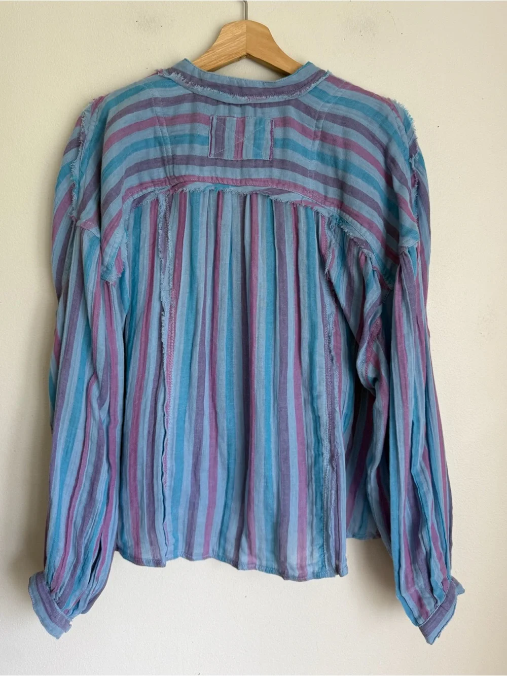 Free People We The Free Striped Valley Double Cloth Shirt in Blue Purple - Picture 6 of 7